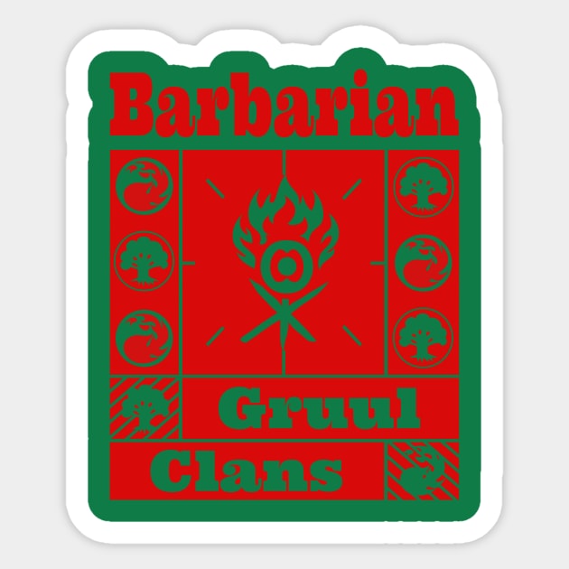 Gruul Clans | Barbarian | MTG Ravnica Guild Green & Red Design Sticker by ChristophZombie